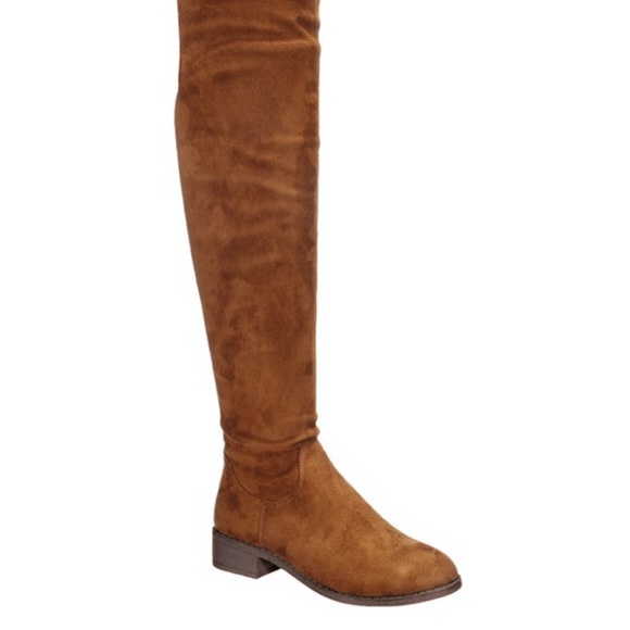 Tan Vegan Suede Knee High Boots - Picture 5 of 6